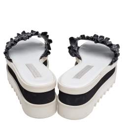 مملوكة مسبقًا صندل سلايد ستيلا مكارتني جلد صناعي مكشكش أسود نعل سميك مقاس 38