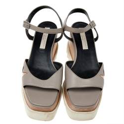 Pre Owned صندل ستيلا مكارتني جلد صناعي رصاصي كعب روكي مقاس 40  