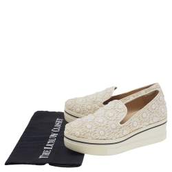 Pre Owned Stella McCartney Cream Floral-lace Slip on Sneakers Size 36