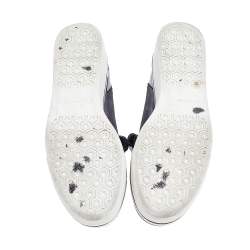 Pre Owned Stella McCartney Metallic Grey Faux Suede And Satin Binx Star Platform Slip On Sneakers Size 38