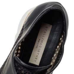 Pre Owned Stella McCartney Black Woven Faux Leather  Elyse Platform Derby Sneakers Size 38