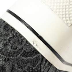 Pre Owned Stella McCartney Grey Embroidered Fabric Lace Slip On Sneakers Size 38