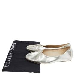 Stella McCartney Silver Faux Leather Ballet Flats Size 36