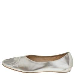 Stella McCartney Silver Faux Leather Ballet Flats Size 36