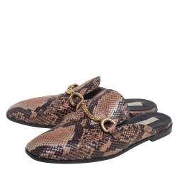 Pre Owned Stella McCartney Brown Faux Python Flats Size 37.5