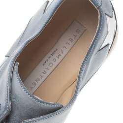 Stella McCartney Blue Faded Effect Faux Leather Elyse Star Platform Lace Up Derby Size 36.5