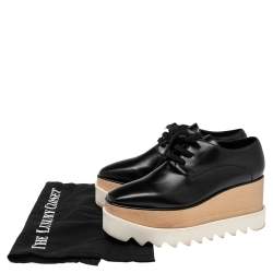 Pre Owned Stella McCartney Black Faux Leather Elyse Platform Derby Size 35