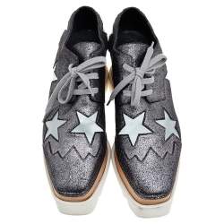 Stella McCartney Metallic Faux Suede Elyse Star Platform Derby Size 37