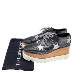 Stella McCartney Metallic Faux Suede Elyse Star Platform Derby Size 37