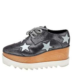 Stella McCartney Metallic Faux Suede Elyse Star Platform Derby Size 37