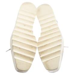 Pre Owned حذاء ديربي ستيلا مكارتني إيلسي جلد أبيض/فضي مزين نجمة نعل سميك مقاس 38.5