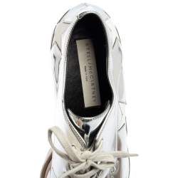 Pre Owned حذاء ديربي ستيلا مكارتني إيلسي جلد أبيض/فضي مزين نجمة نعل سميك مقاس 38.5