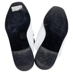 مملوكة مسبقًا Stella McCartney White  Faux Patent Leather Chain Slide Mules Size 40