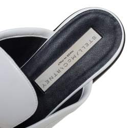 مملوكة مسبقًا Stella McCartney White  Faux Patent Leather Chain Slide Mules Size 40