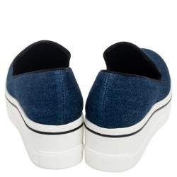 Pre Owned Stella McCartney Blue Denim Binx Slip On Platform Sneakers Size 36