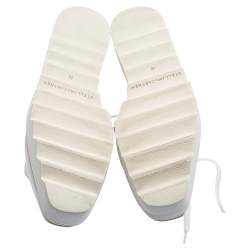 Pre Owned Stella McCartney White Faux Leather Elyse Cutout Platform Derby Size 36