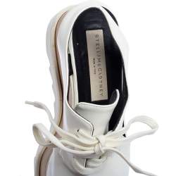 Pre Owned Stella McCartney White Faux Leather Elyse Cutout Platform Derby Size 36