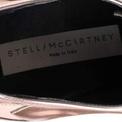 Pre Owned Stella McCartney Gold Faux Leather Elyse Platform Sneakers Size 39