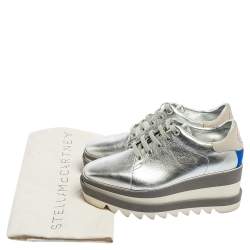 مملوكة مسبقًا Stella McCartney Silver Faux Leather Elyse Platform Derby Sneakers Size 37