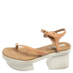 Pre Owned صندل ستيلا ماكرتني نعل سميك ألتي جلد صناعي وردي فاتح مقاس 41