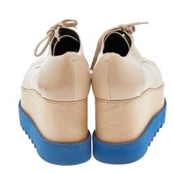 Pre Owned Stella McCartney Beige Faux Leather Elyse Platform Lace Up Derby Size 39