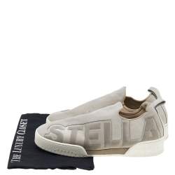 Stella McCartney Grey Faux Suede And Velvet Logo Embossed Slip On Sneakers Size 40
