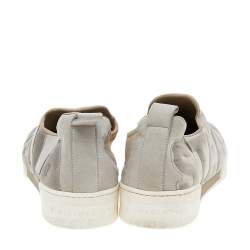 Stella McCartney Grey Faux Suede And Velvet Logo Embossed Slip On Sneakers Size 40