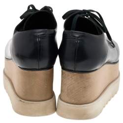 Pre Owned Stella McCartney Black Faux Leather Elyse Platform Derby Sneakers Size 39
