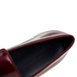 Pre Owned Stella McCartney Burgundy Faux Leather Chain Link Platform Slip On Loafers Size 39