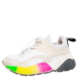 Pre Owned Stella McCartney Multicolor Faux Leather And Faux Suede Eclypse Low-Top Sneakers Size 39
