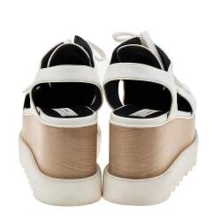 مملوكة مسبقًا حذاء ديربي ستيلا مكارتيني إيلسي جلد صناعي أبيض قصات مفرغة نعل سميك مقاس 37.5