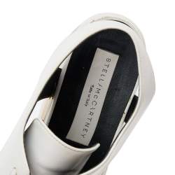 مملوكة مسبقًا حذاء ديربي ستيلا مكارتيني إيلسي جلد صناعي أبيض قصات مفرغة نعل سميك مقاس 37.5