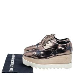 Pre Owned Stella McCartney Metallic Brown/Black Faux Leather Elyse Star Platform Derby Size 38