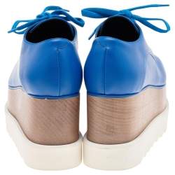 Pre Owned Stella McCartney Blue Faux Leather Elyse Platform Sneakers Size 36