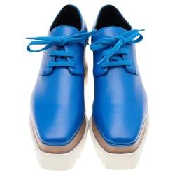Pre Owned Stella McCartney Blue Faux Leather Elyse Platform Sneakers Size 36