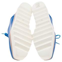 Pre Owned Stella McCartney Blue Faux Leather Elyse Platform Sneakers Size 36