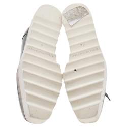 Pre Owned Stella McCartney Metallic Grey Faux Patent Leather Elyse Platform Sneakers Size 36