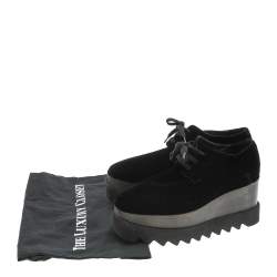Pre Owned Stella McCartney Black Velvet Elyse Platform Lace Up Derby Size 36