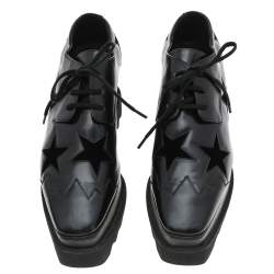 Pre Owned حذاء ديربي ستيلا مكارتيني إيلسي قطيفة وجلد صناعي أسود بنجمة مقاس 36