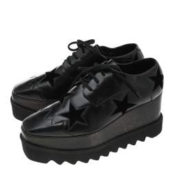 Pre Owned حذاء ديربي ستيلا مكارتيني إيلسي قطيفة وجلد صناعي أسود بنجمة مقاس 36