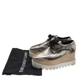 Pre Owned Stella McCartney Metallic Two Tone Faux Leather Elyse lace Up Derby Size 36 
