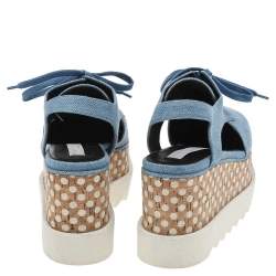 Pre Owned Stella McCartney Blue Cut Out Denim Elyse Platform Slingback Derby Size 36