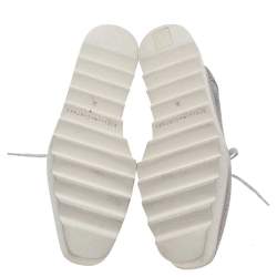 Pre Owned Stella McCartney Metallic Silver Faux Python Embossed Leather Elyse Platform Derby Size 36