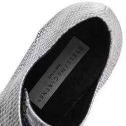 Pre Owned Stella McCartney Metallic Silver Faux Python Embossed Leather Elyse Platform Derby Size 36