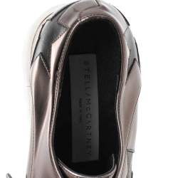 Pre Owned Stella McCartney Metallic Brown Faux Leather Elyse Star Platform Lace Up Derby Size 36