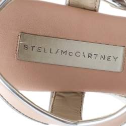 مملوكة مسبقًا Stella McCartney Beige Faux Leather Geena Marble Wedge Platform Sandals Size 36