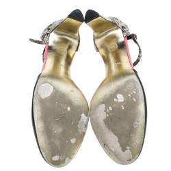 Stella McCartney Multicolor Faux Patent And Python Embossed Leather Ankle Strap Sandals Size 37.5 