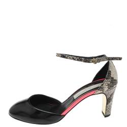 Stella McCartney Multicolor Faux Patent And Python Embossed Leather Ankle Strap Sandals Size 37.5 