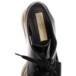 Pre Owned Stella McCartney Black Faux Leather Elyse Platform Cut-Out Slingback Derby Size 39.5