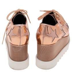 Stella McCartney Rose Gold Faux Leather Elyse Star  Sneakers Size 37